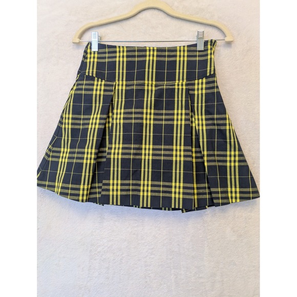 Dennis Girls G10 Plaid Skirt Navy Yellow Pleated A-line Skort School Uniform - Picture 1 of 7